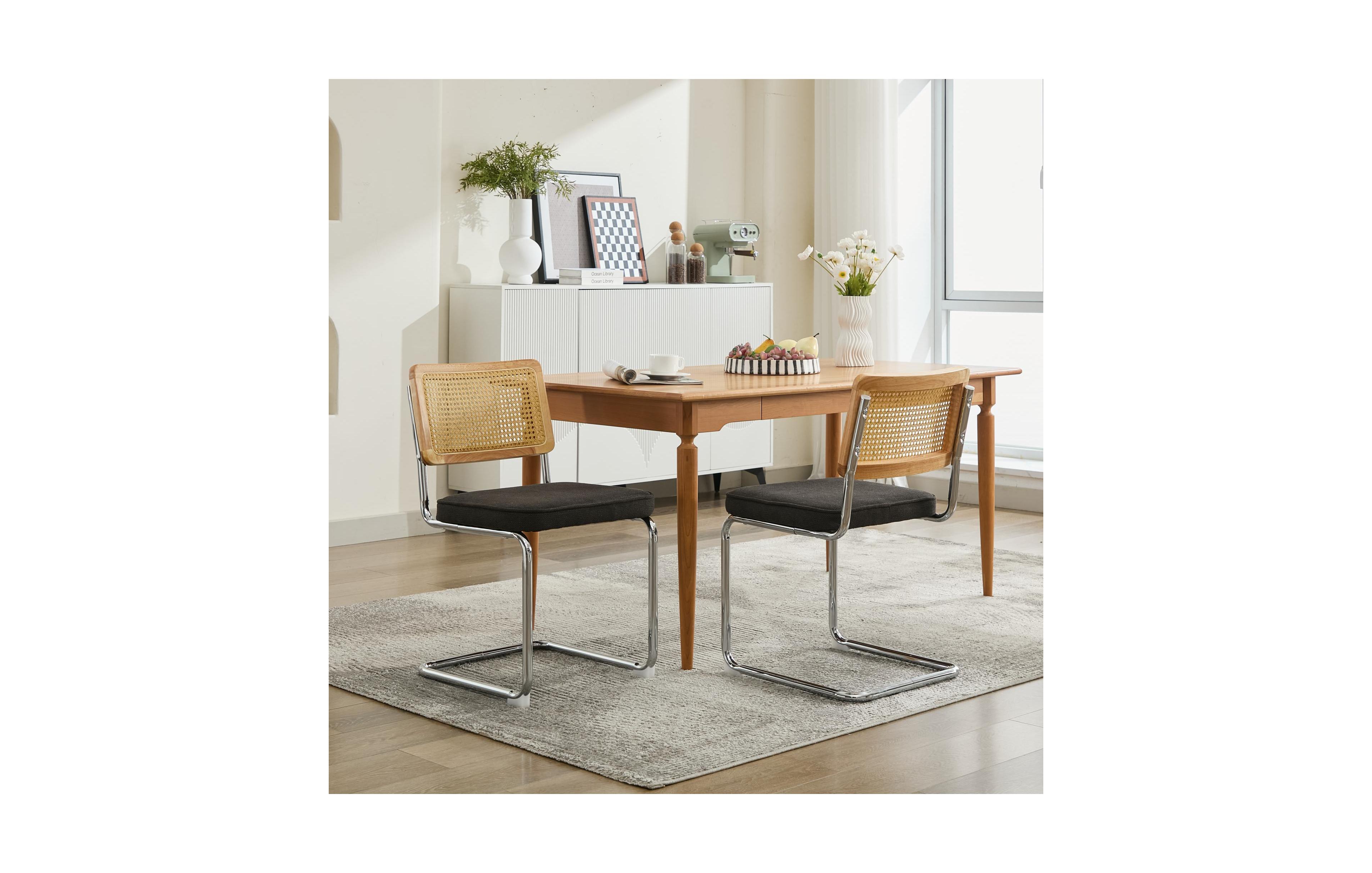 Flynama Set of 2 Back Cantilever Dining Chairs, Velvet Upholstered Chrome Double Steel Pipe Base 360 Lbs Capacity