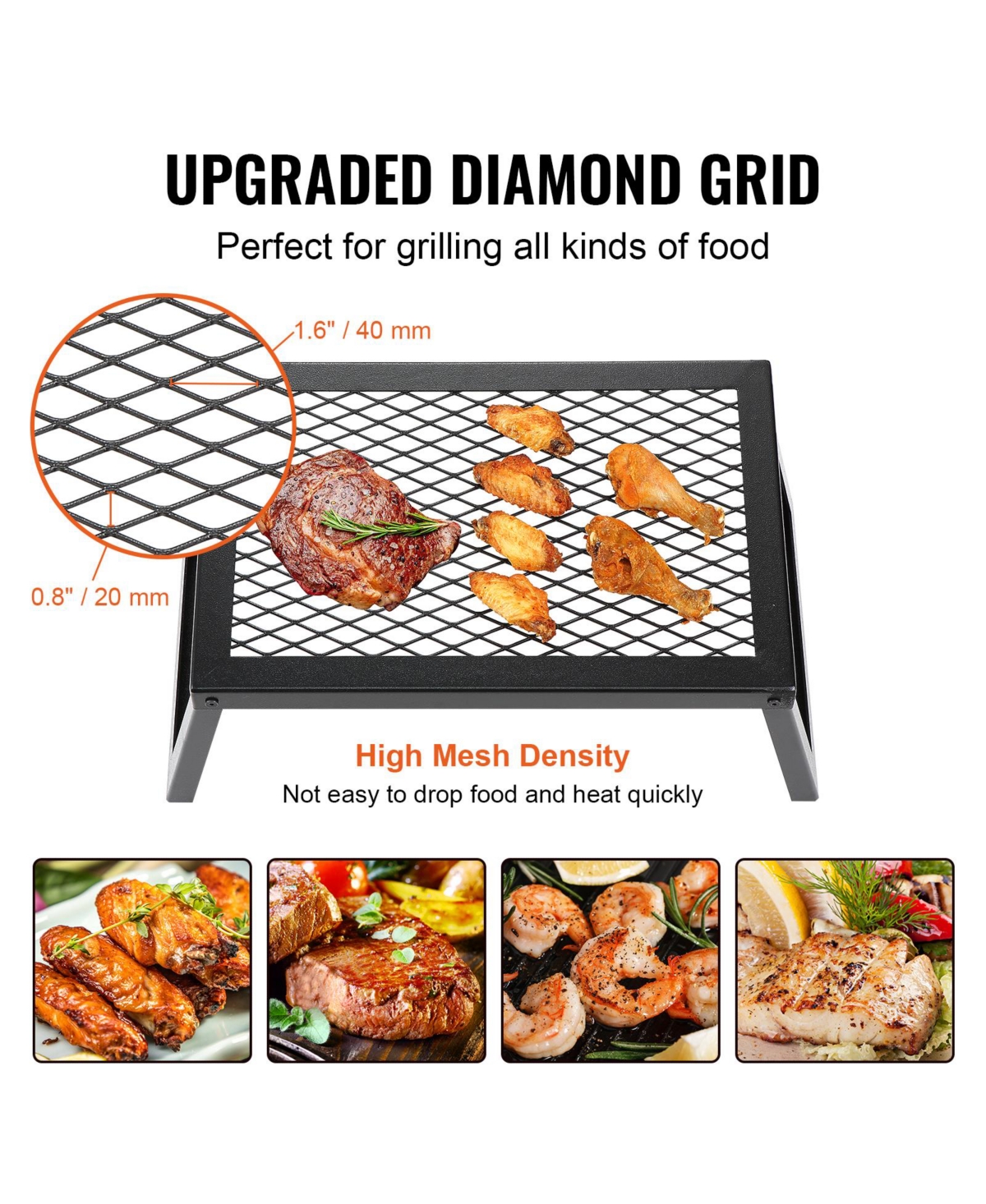 Vevor Folding Campfire Grill Portable Camping Fire Pit Steel Outdoor Bbq Picnic