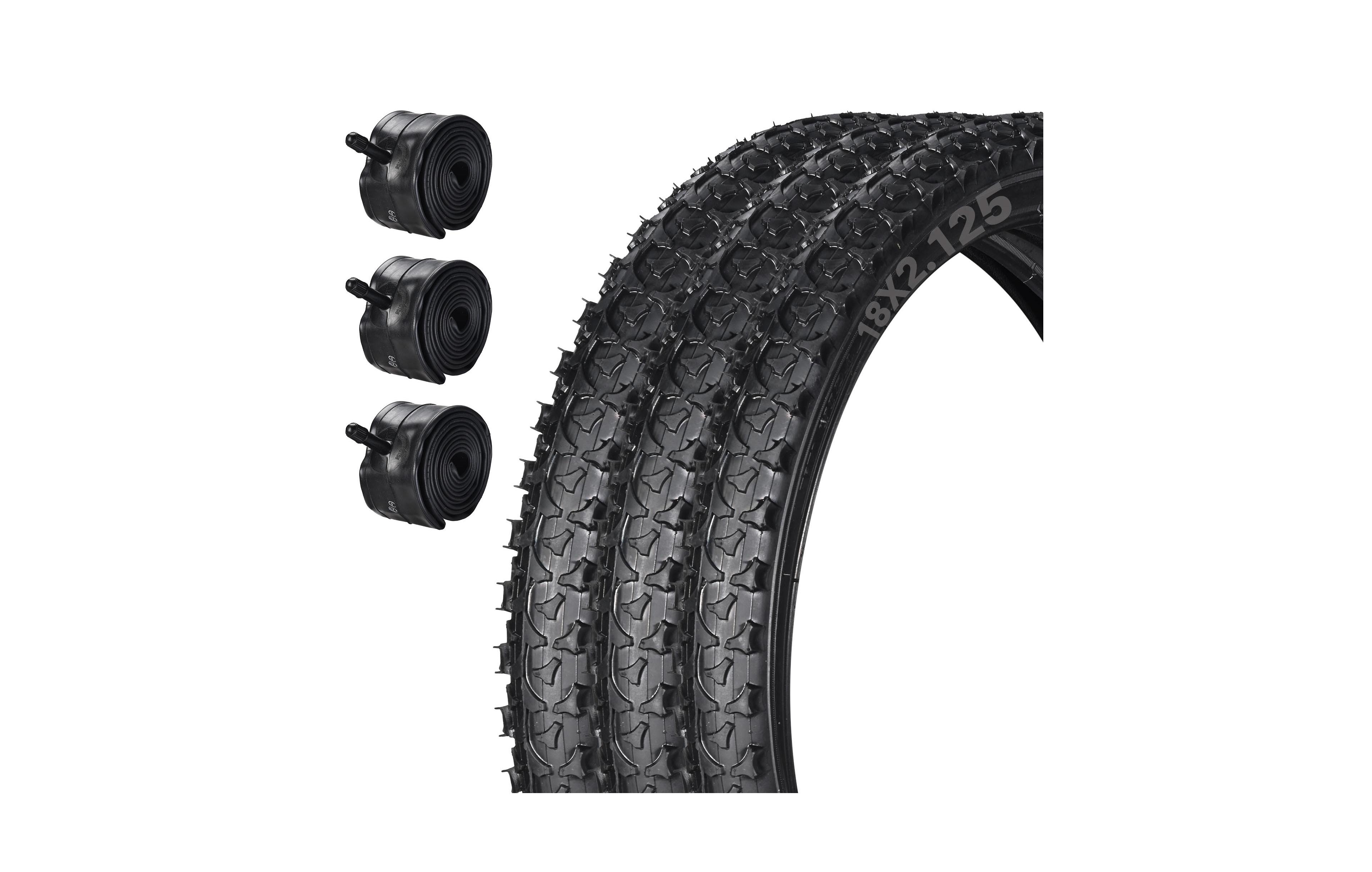 Yescom 18" x 2.125" Heavy-Duty Mountain Tread Rubber Tire and Tube Set, 3-Piece