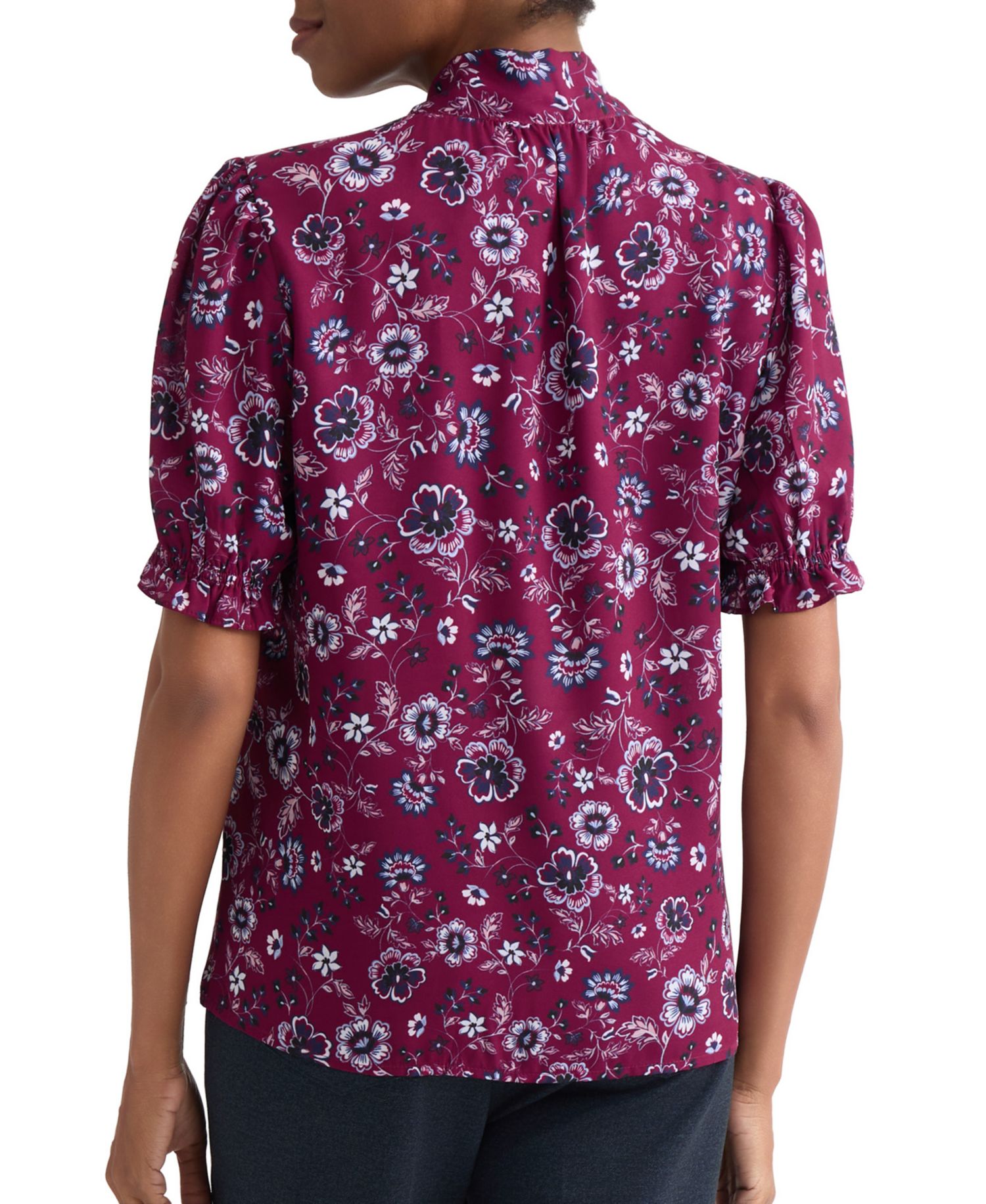 Petite Tie-Neck Printed Top
