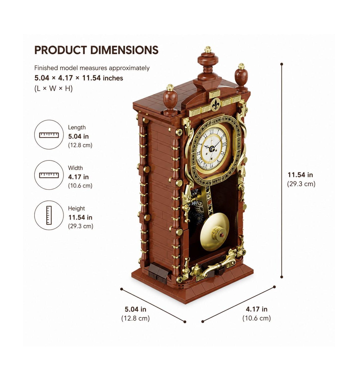 Детский конструктор Contixo Retro Pendulum Clock BK12 751-Piece Building Set, Ages 8+, цвет: Коричневый — фото 2