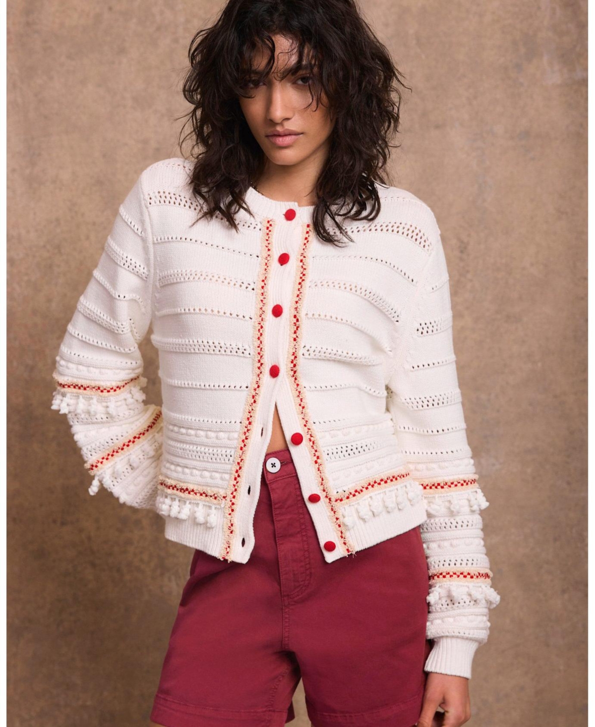 Mint Velvet Women's Cotton Blend Tassel Cardigan