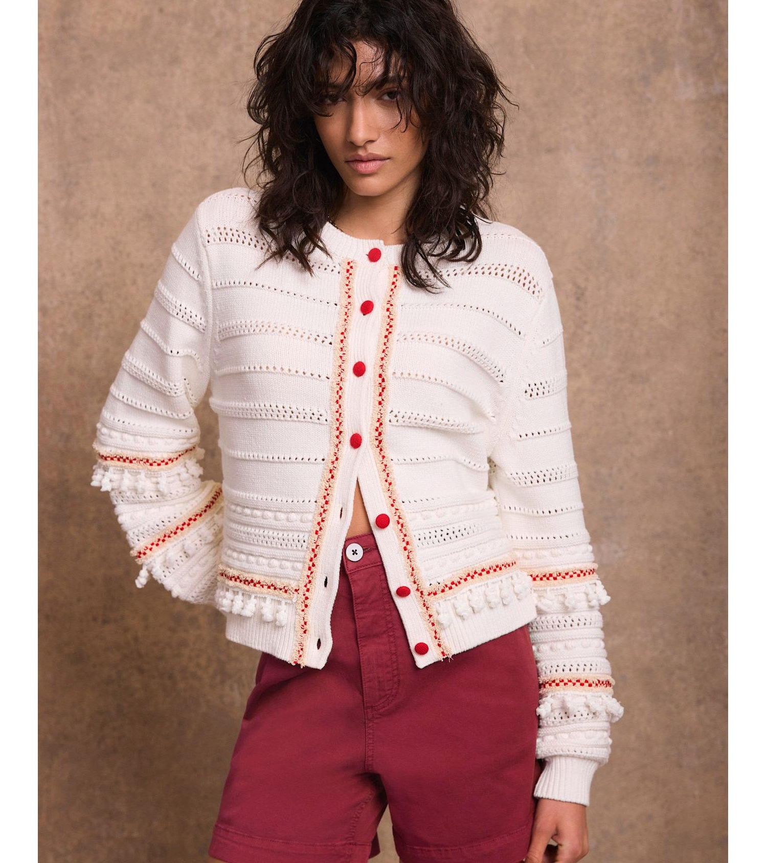 Women's Cotton Blend Tassel Cardigan