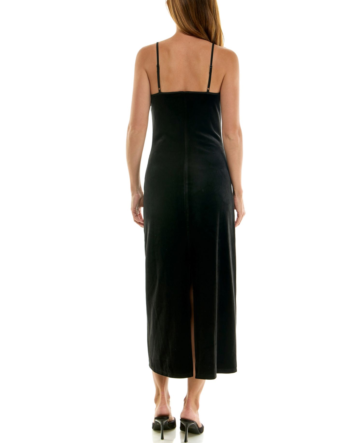Women's Sleeveless Velvet V-Neck Midi Dress
