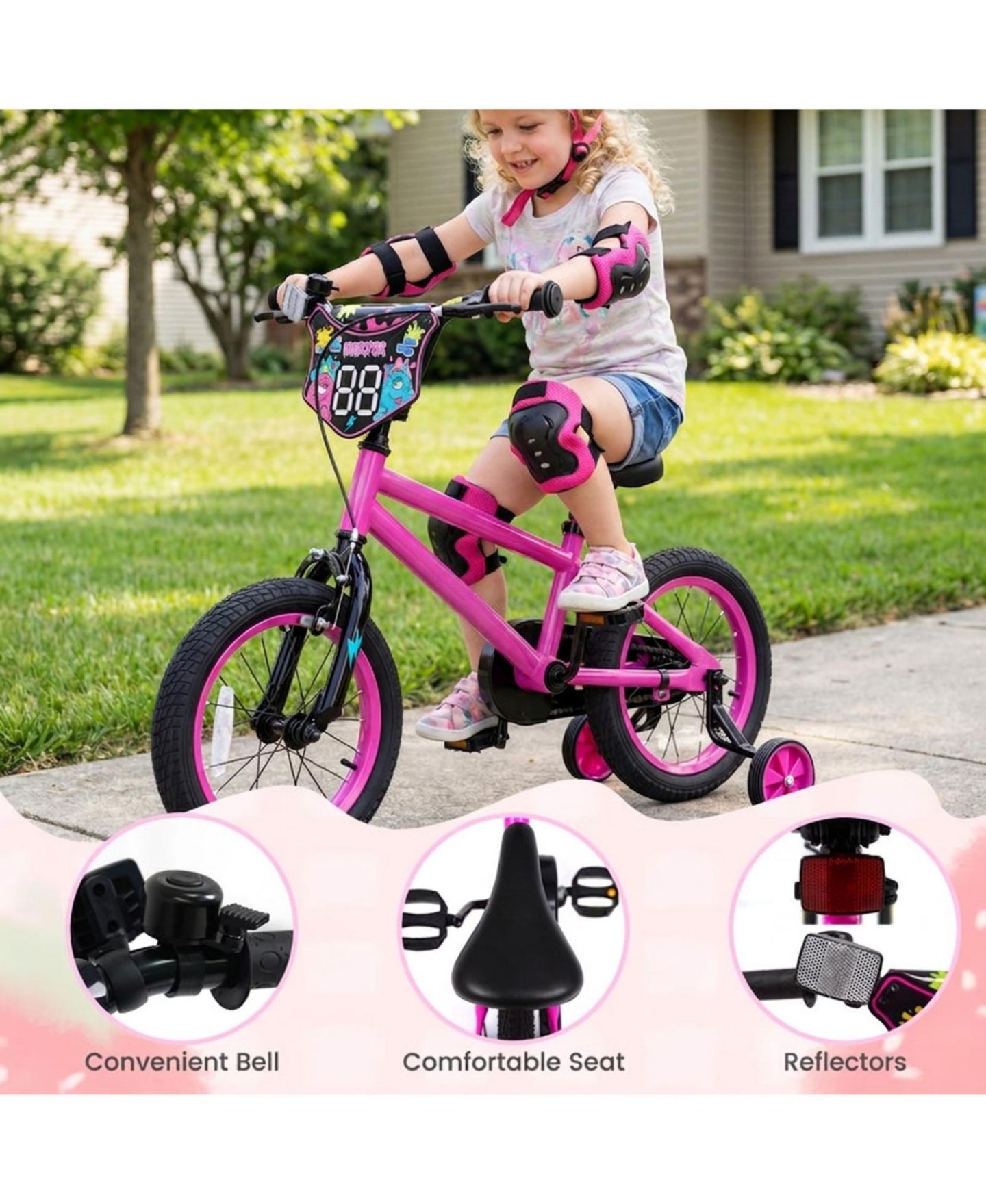 Детская игрушка HONGGE 14-Inch Kids Bike with Training Wheels and Dual Braking System, Ages 3-5 — фото 9