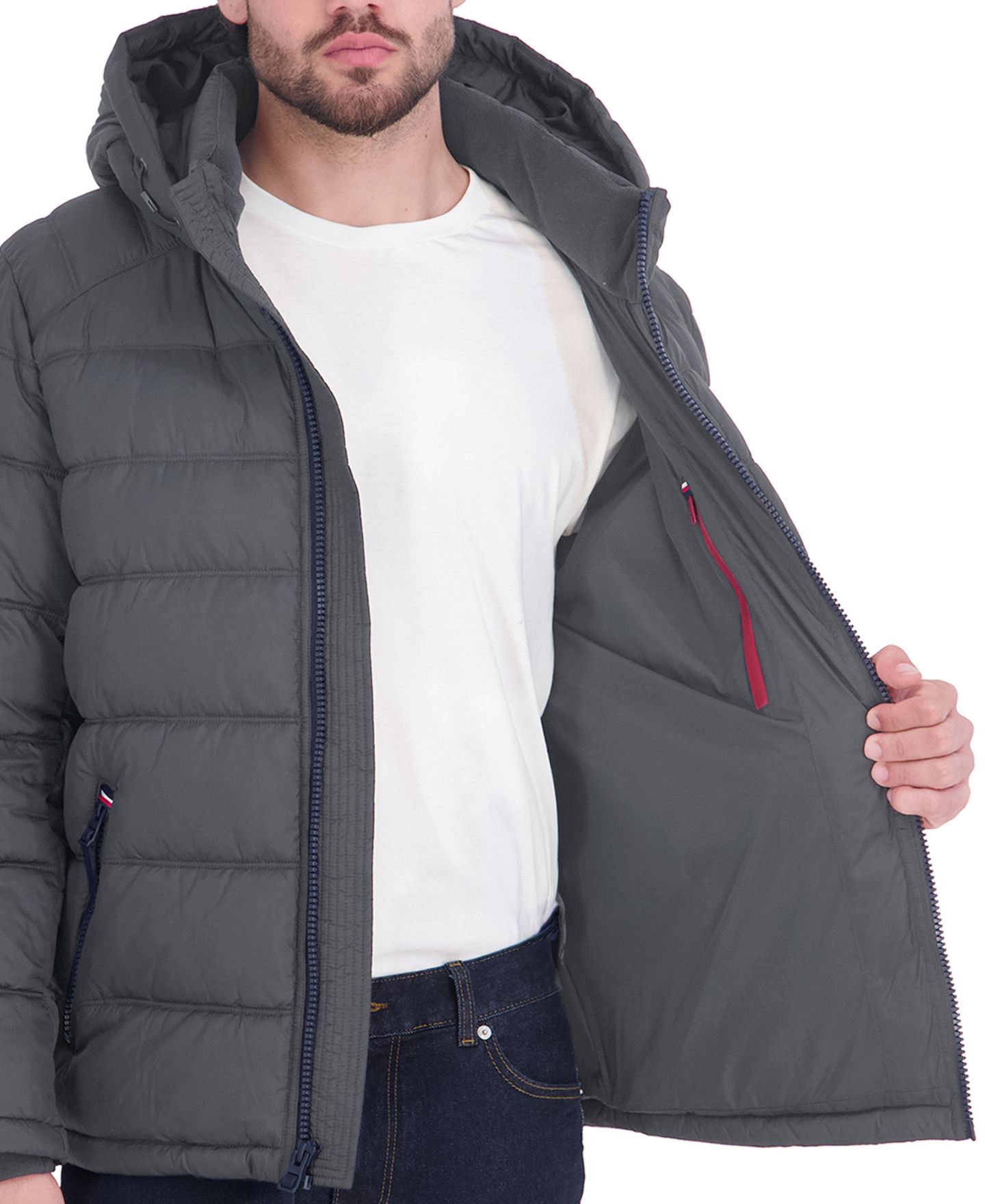 Мужская куртка Tommy Hilfiger Hooded Puffer, цвет: Угольный — фото 4