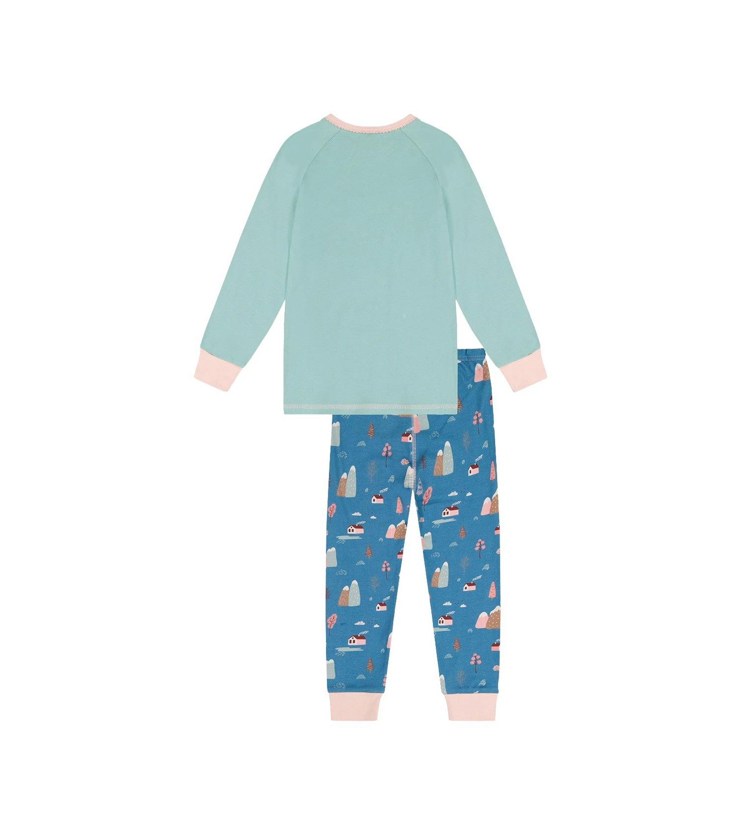 Little and Big Girl 6-12 Cotton Two Piece Pajama Set House Print