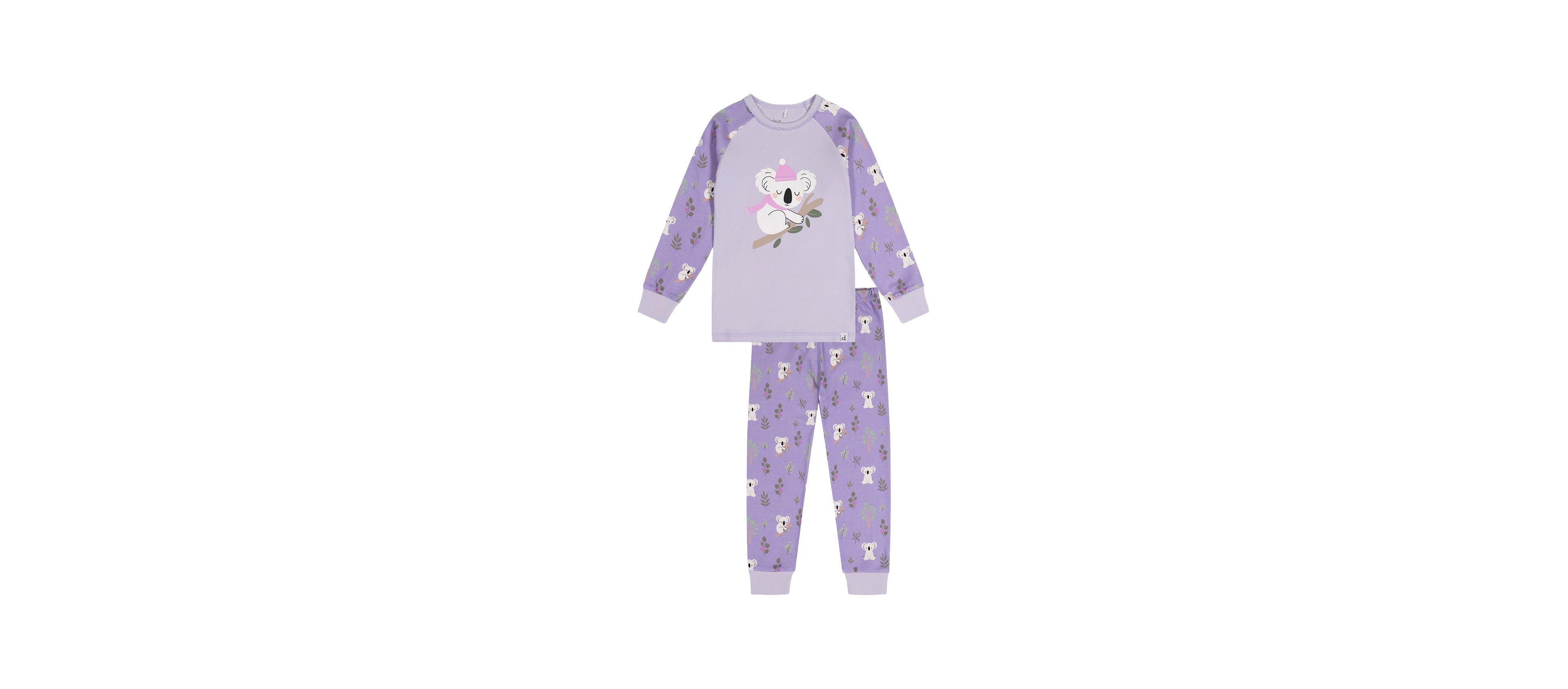 Deux par Little and Big Girl Cotton Two Piece Pajama Set Purple Koala Print
