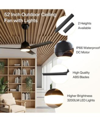 52" Outdoor Ceiling Fans with Lights and Remote