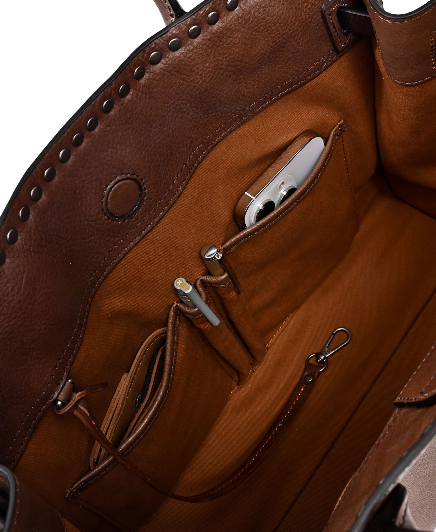Westland Large Studded Leather Satchel Bag