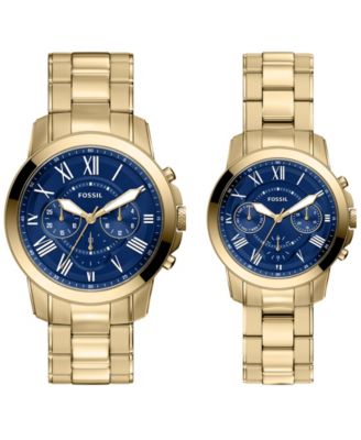 Unisex Grant Chronograph Gold-Tone Stainless Steel Watch Set 44mm and 36mm
