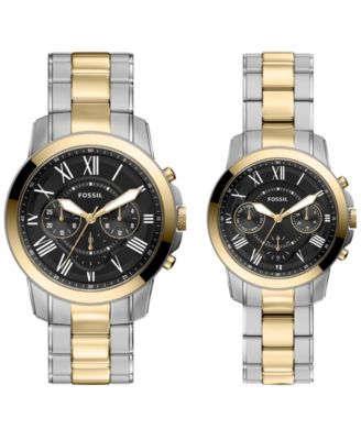 Unisex Grant Chronograph Silver Gold-Tone Stainless Steel Watch Set 44mm and 36mm