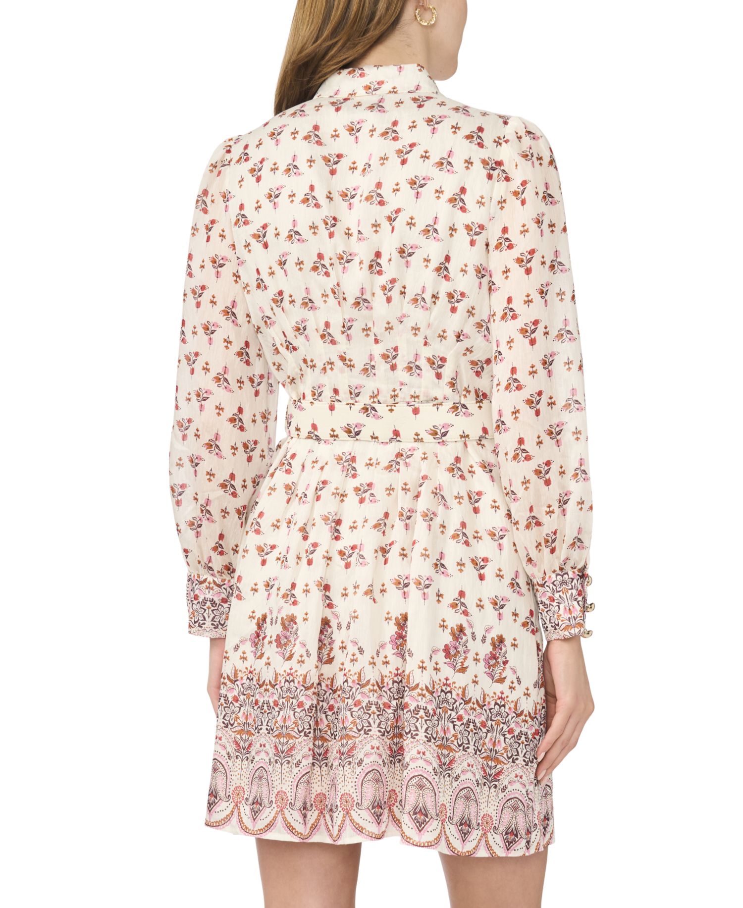 Women's Floral-Print Long-Sleeve Collared Dress