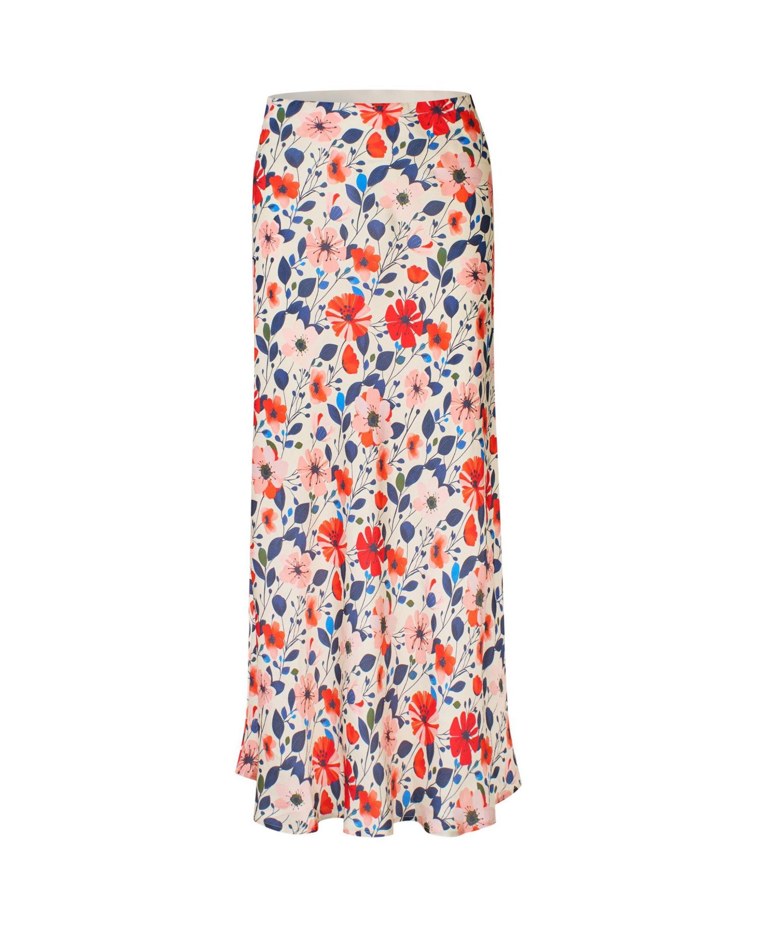 Women's High-Waist Floral Midi Skirt