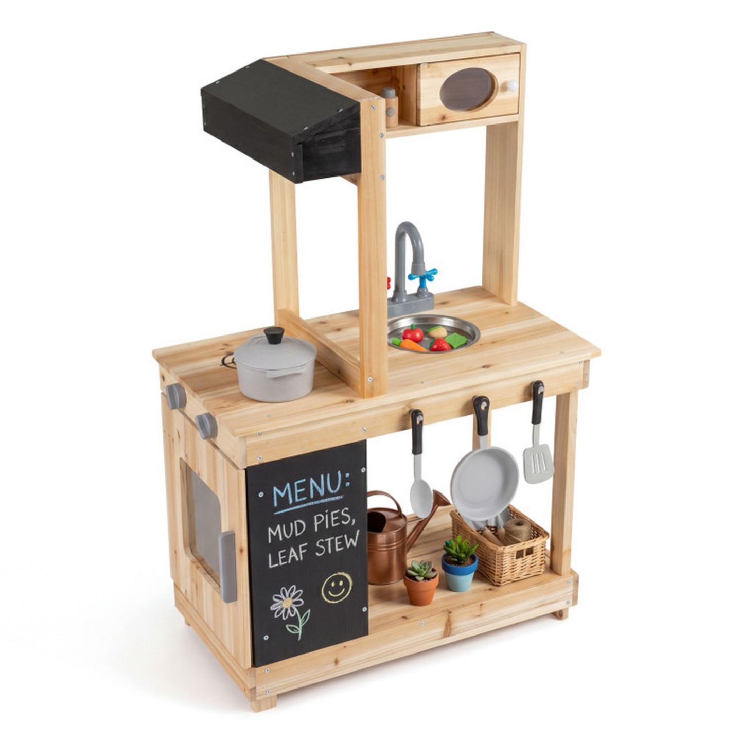 Детская игрушка SUGIFT Outdoor Mud Kitchen with Rotatable Stove Knobs, Ages 3+, цвет: Натуральный — фото 10