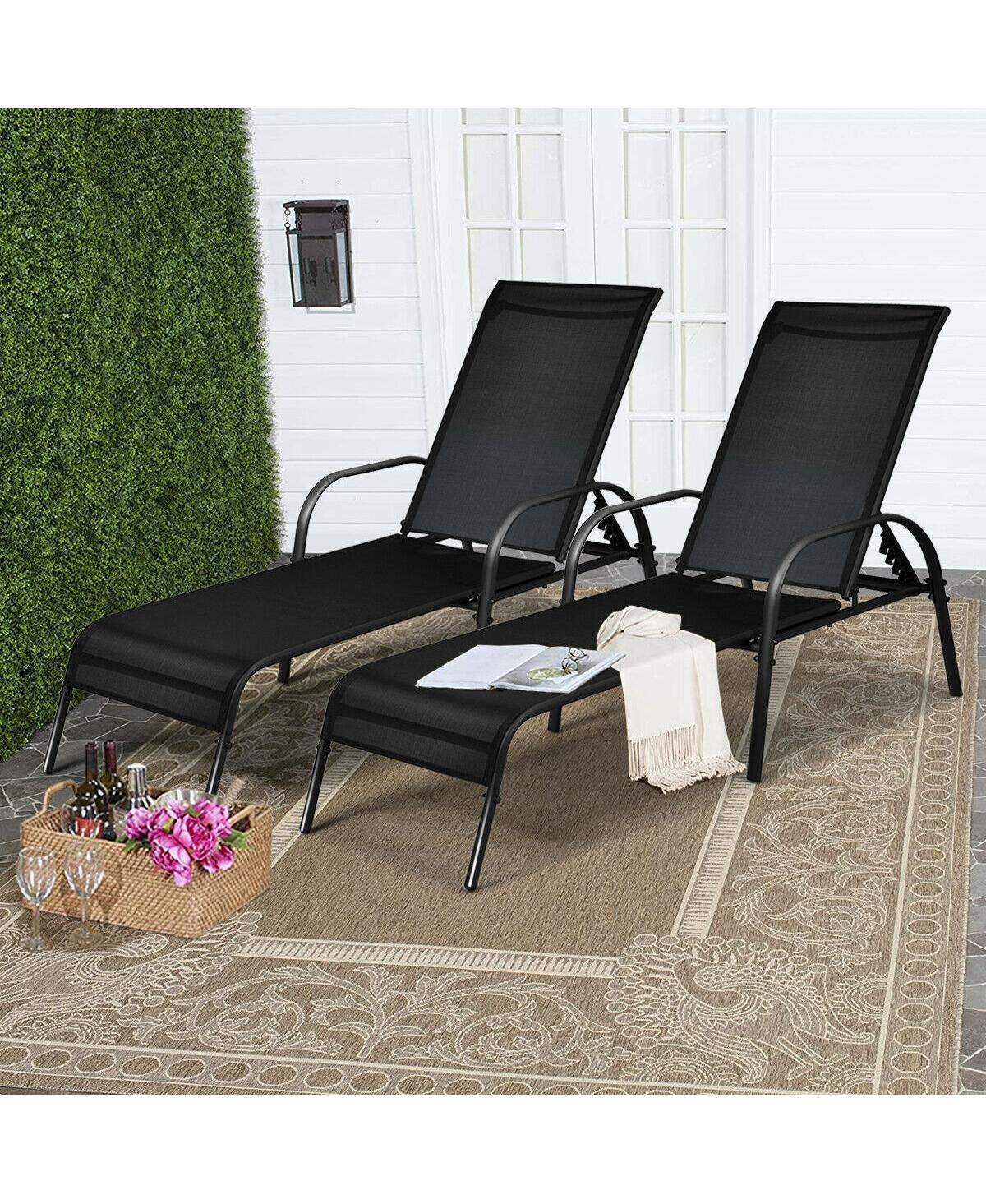 Mecale Adjustable Folding Patio Chaise Lounge Chair with Backrest
