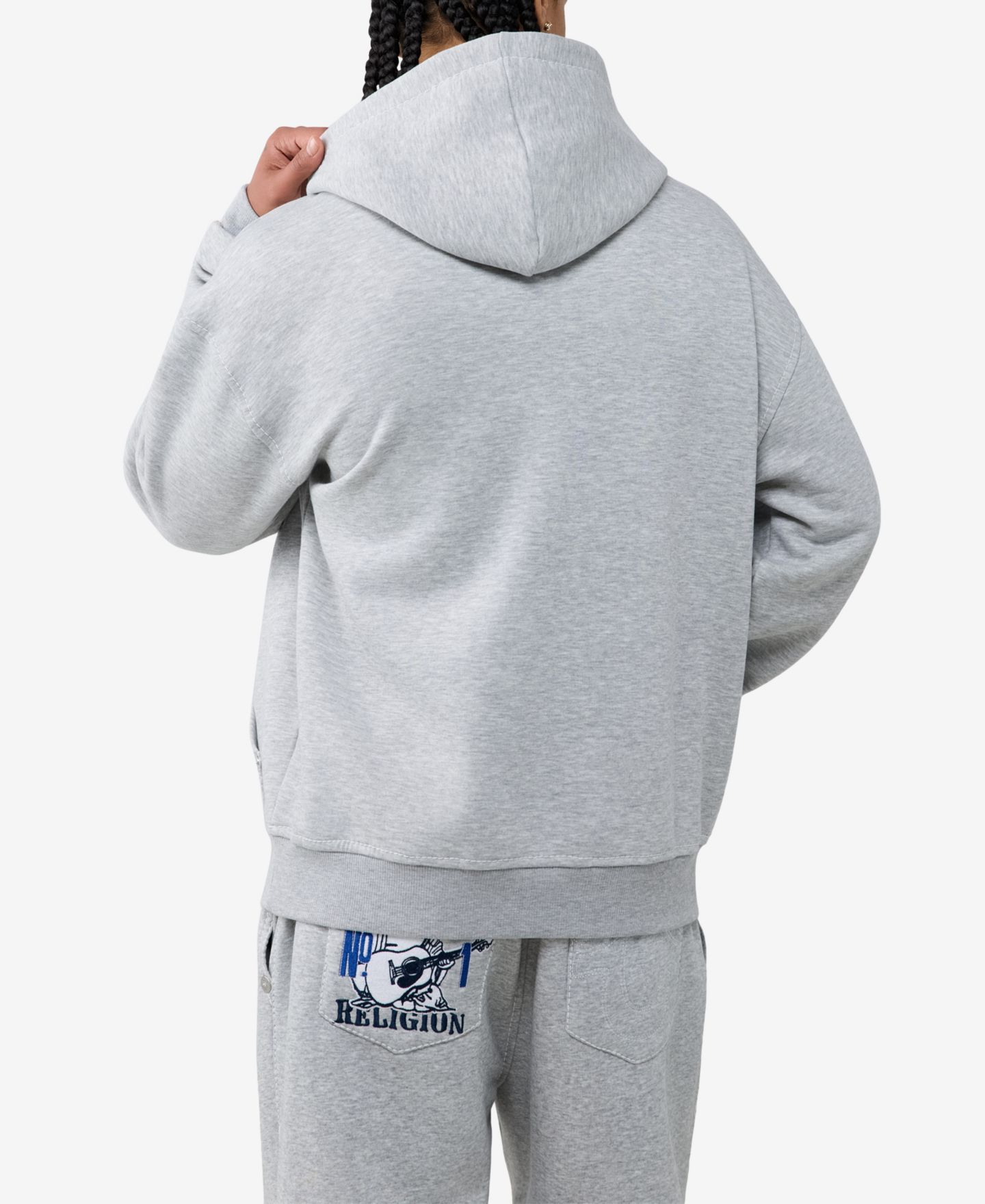 Мужское худи True Religion Buddha Logo Graphic, цвет: Меланжевый серый — фото 3