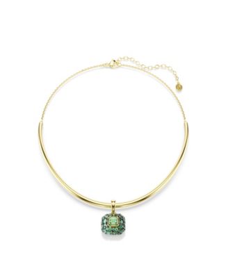 Gold-Tone Plated Green Crystal Necklace