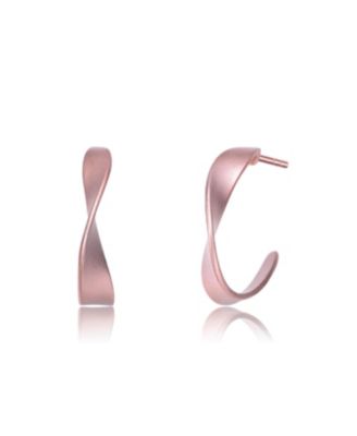 Classy Sterling Silver Matte Finish Twisted Hoop Earrings