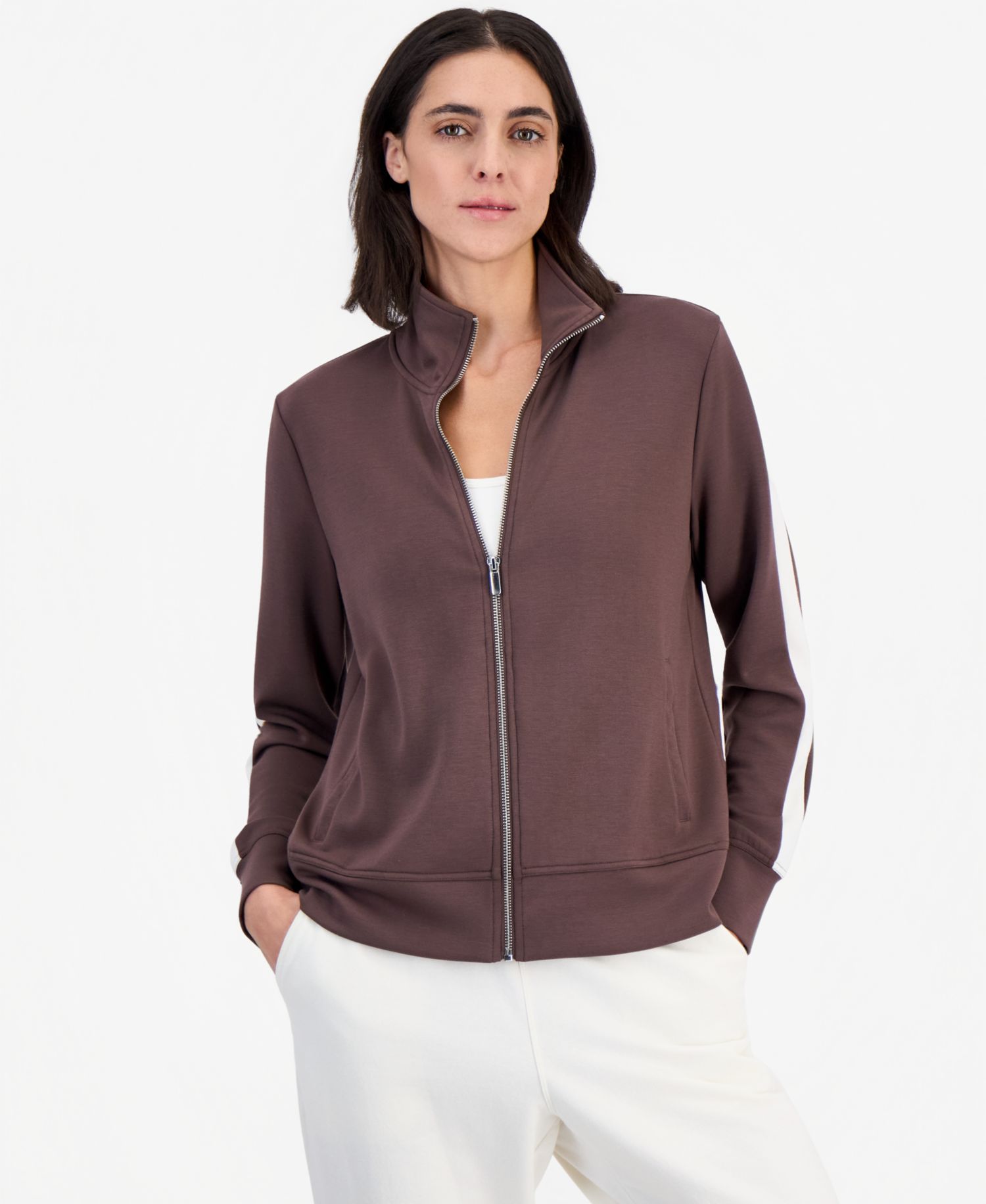 Women's Mock-Neck Relaxed-Fit Full-Zip Jacket