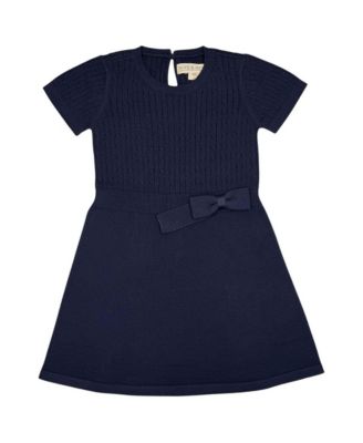 Little and Big Girls (6 - 12) Organic Short Sleeve Cable Sweater Dress