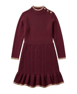 Little and Big Girls (6 - 12) Organic Mock Neck Flounce Hem Sweater Dress