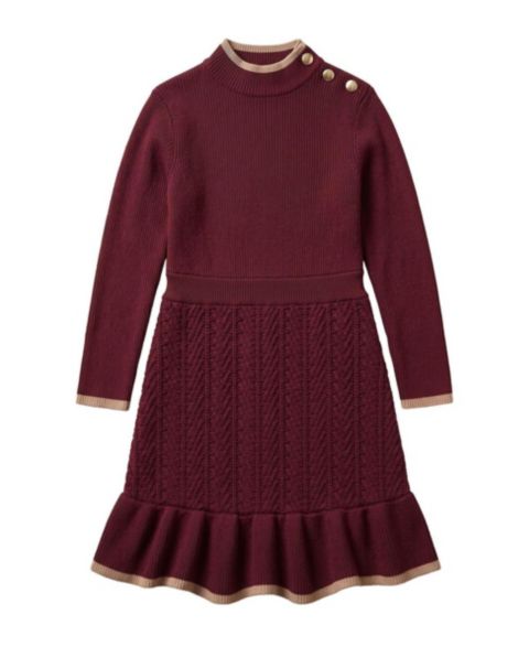 Платье Hope & Henry Organic Mock Neck Flounce Hem Sweater Dress для девочек, цвет: Тёмно-бордовый