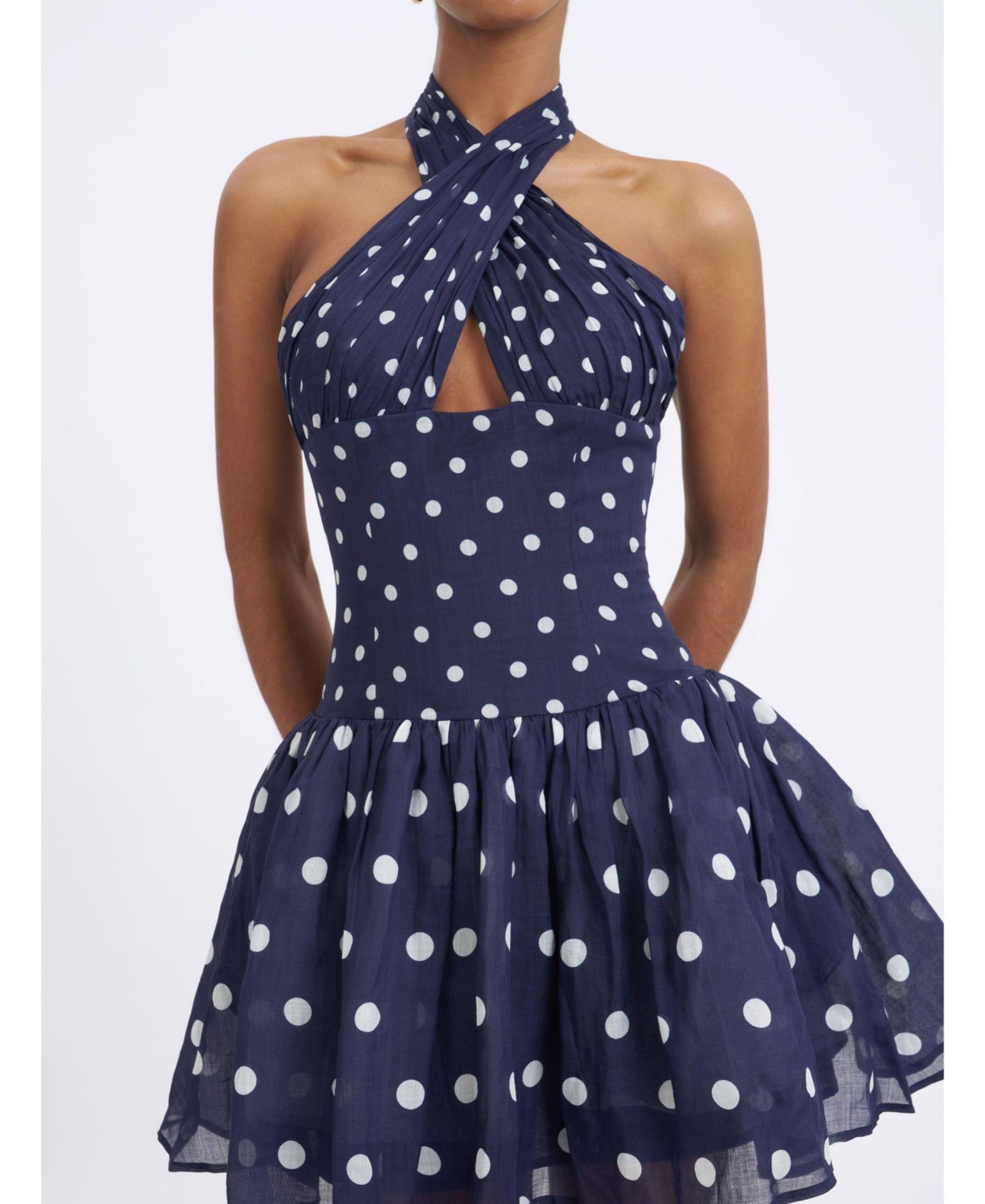 Women's Yamina Polka-Dot Halter Mini Dress
