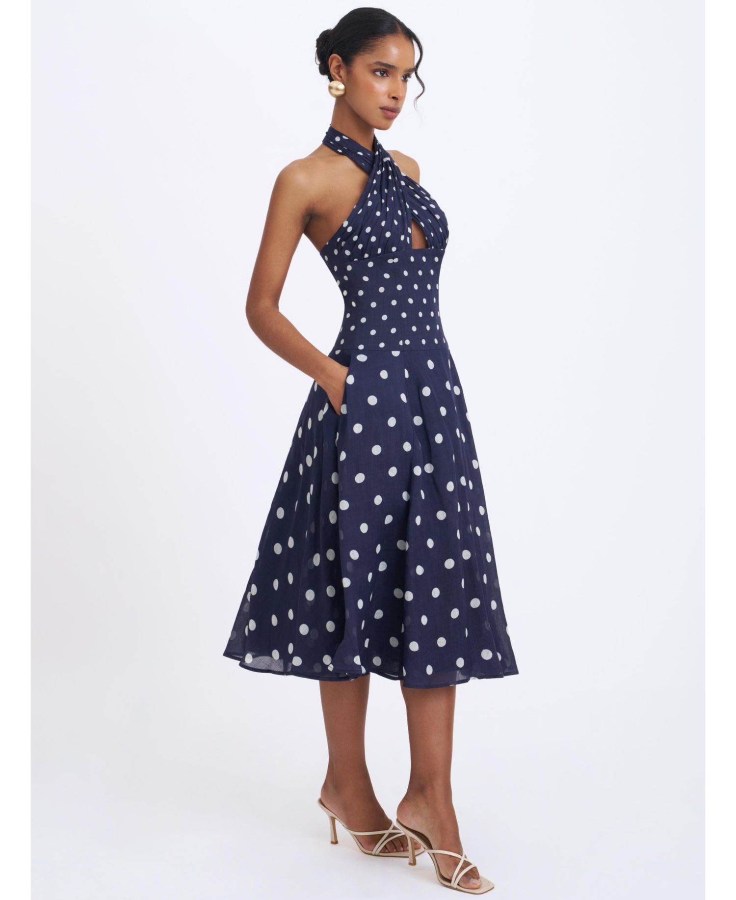 Women's Nuri Polka-Dot Halter A-Line Midi Dress