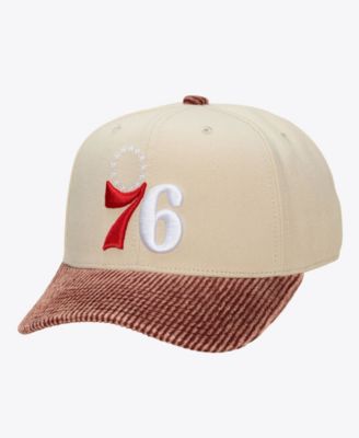 Men's Cream/Red Philadelphia 76ers Washed Corduroy Pro Crown Snapback Hat