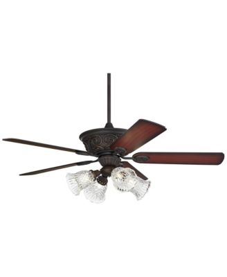 52" Contessa Industrial Rustic Indoor Ceiling Fan LED Light Bronze Copper Cherry Clear Glass Barbizon Living Kitchen