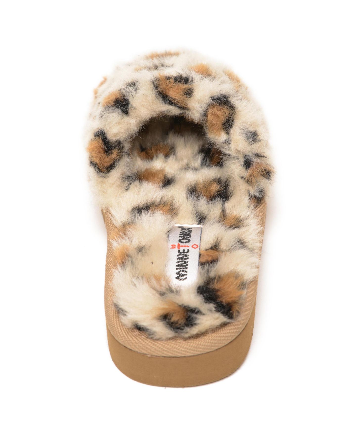 Детские тапочки Minnetonka Lyla Faux Fur Slide Slippers, цвет: Кремовый леопардовый — фото 5