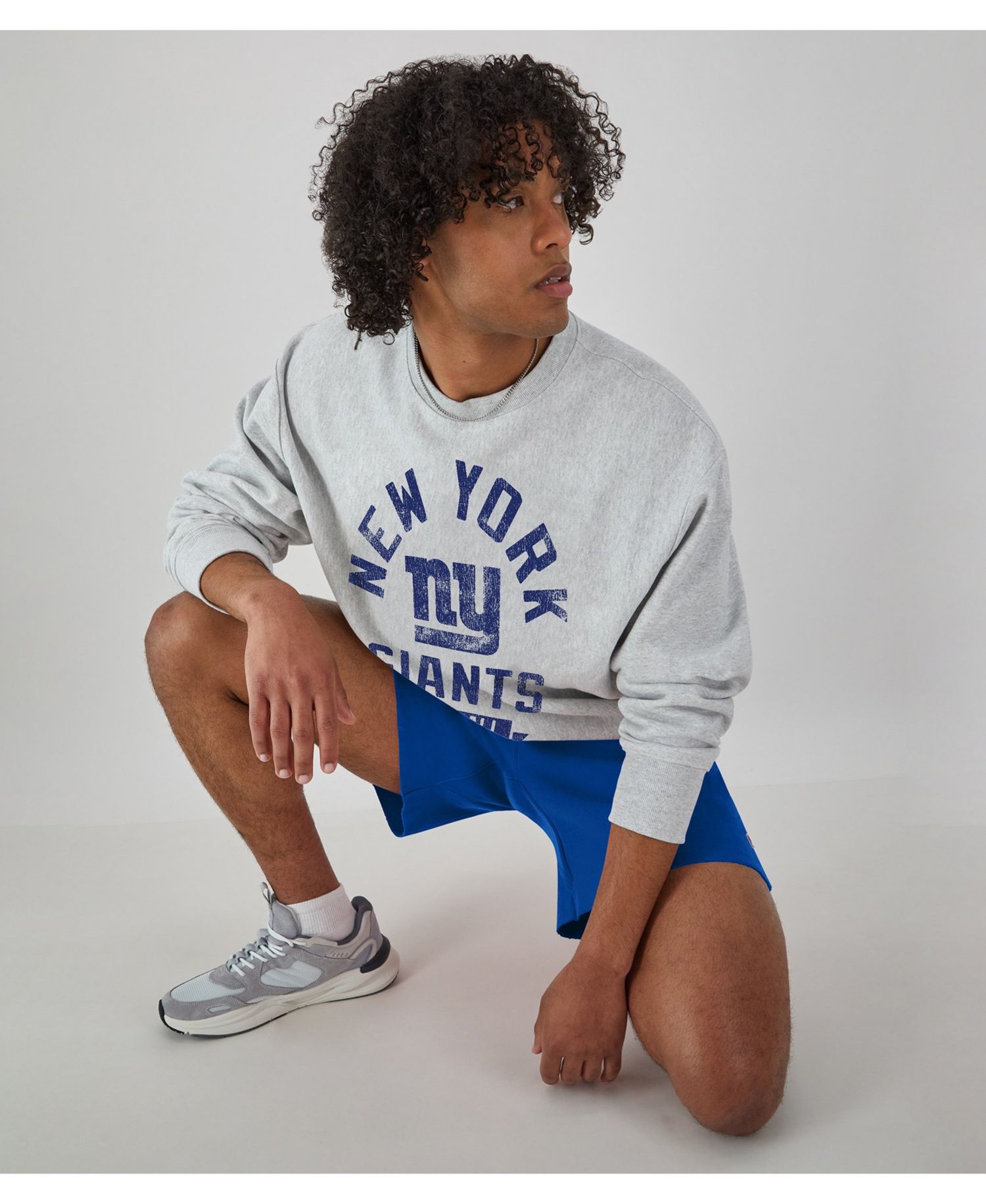 Men's Heather Gray New York Giants Reverse Weave Fleece Pullover Sweatshirt