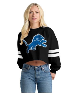 Women's Detroit Lions Oversized Cropped Long-Sleeve T-Shirt