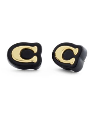 Black Signature C Resin Stud Earrings