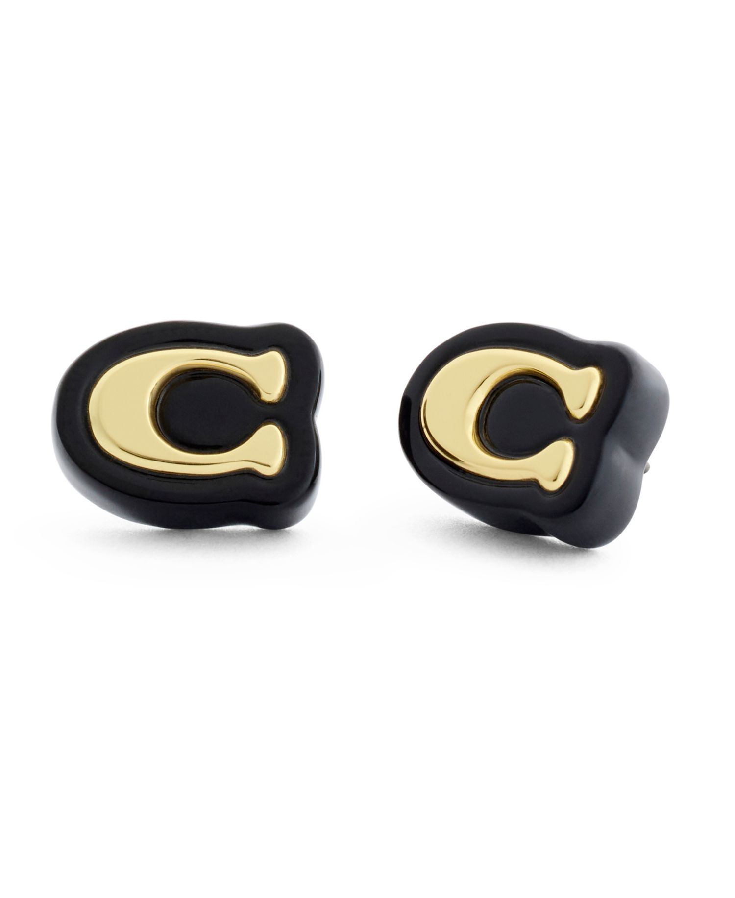Black Signature C Resin Stud Earrings
