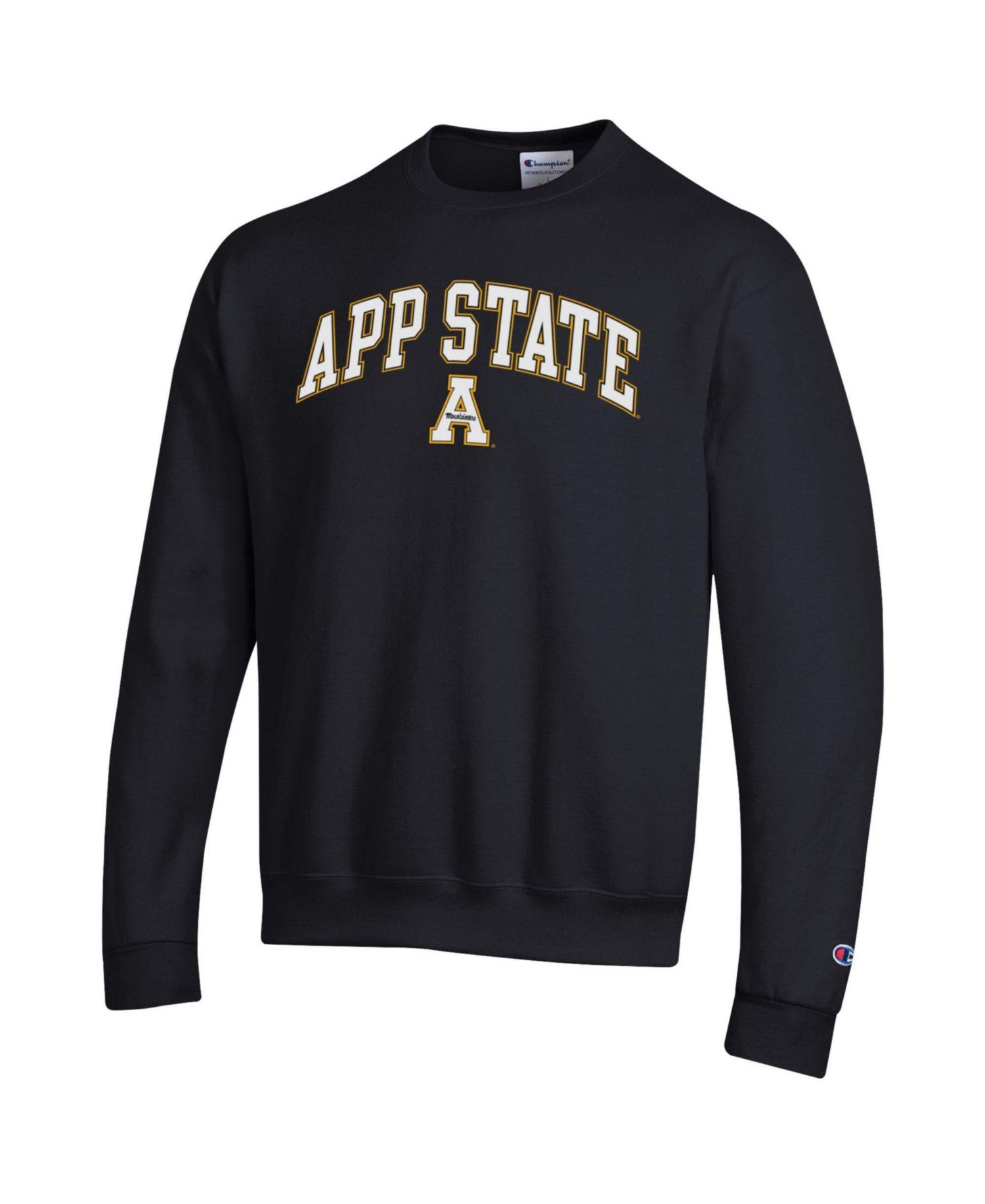 Men's Champion Black Appalachian State Mountaineers Arch Over Logo Pullover Sweatshirt