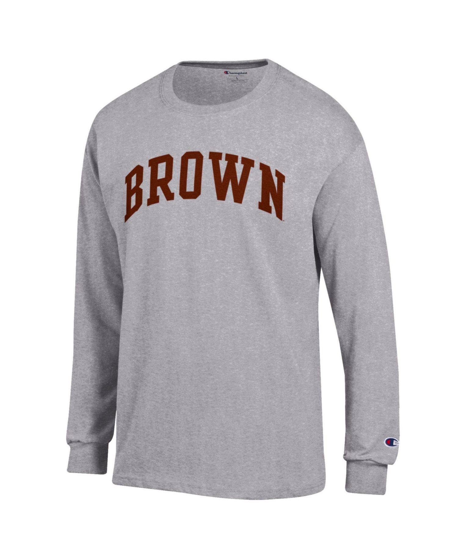 Men's Heather Gray Brown Bears Basic Arch Long Sleeve T-Shirt