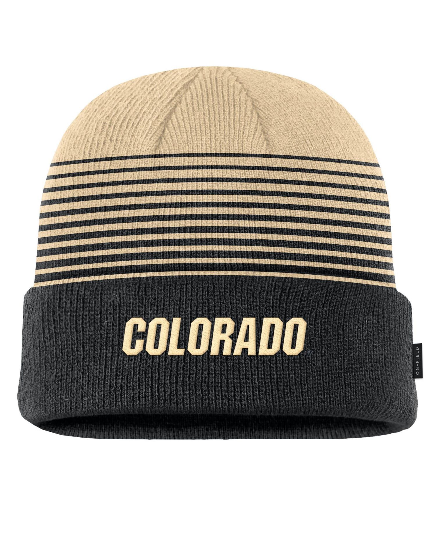 Men's Black/Gold Colorado Buffaloes 2026 On-Field Gradient Terra Cuffed Knit Hat