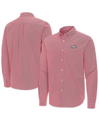 Men's Cardinal Arkansas Razorbacks Porter Woven Tri-Blend Long Sleeve Button-Down Shirt