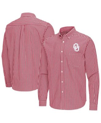 Men's Crimson Oklahoma Sooners Ellis Woven Tri-Blend Long Sleeve Button-Down Shirt