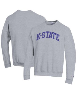 Men's Heather Gray Kansas State Wildcats Basic Arch Fleece Pullover Sweatshirt