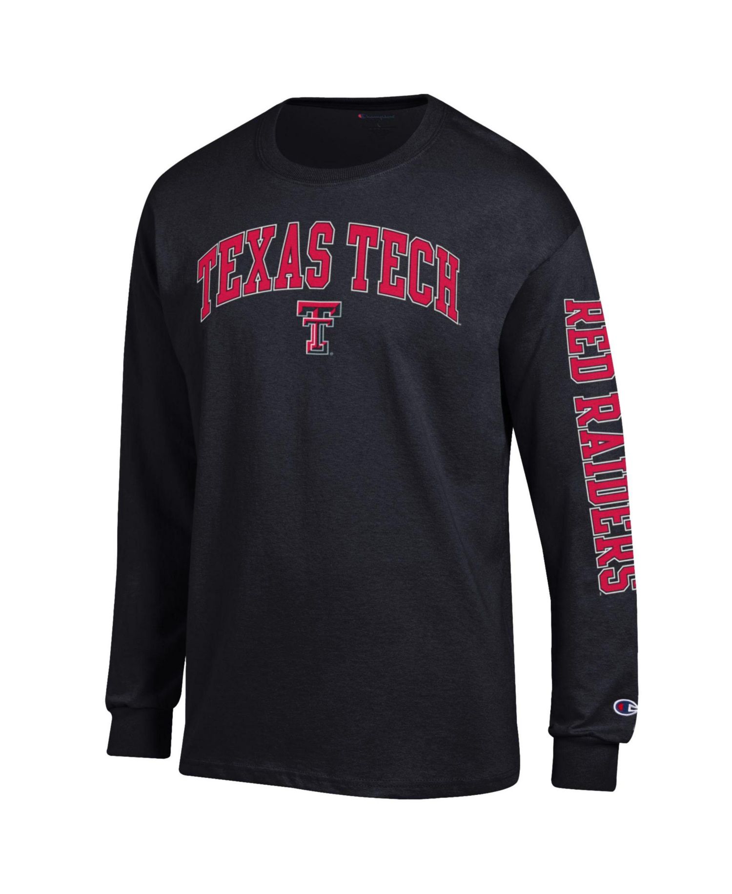 Men's Black Texas Tech Red Raiders Arch Over Logo 2-Hit Long Sleeve T-Shirt
