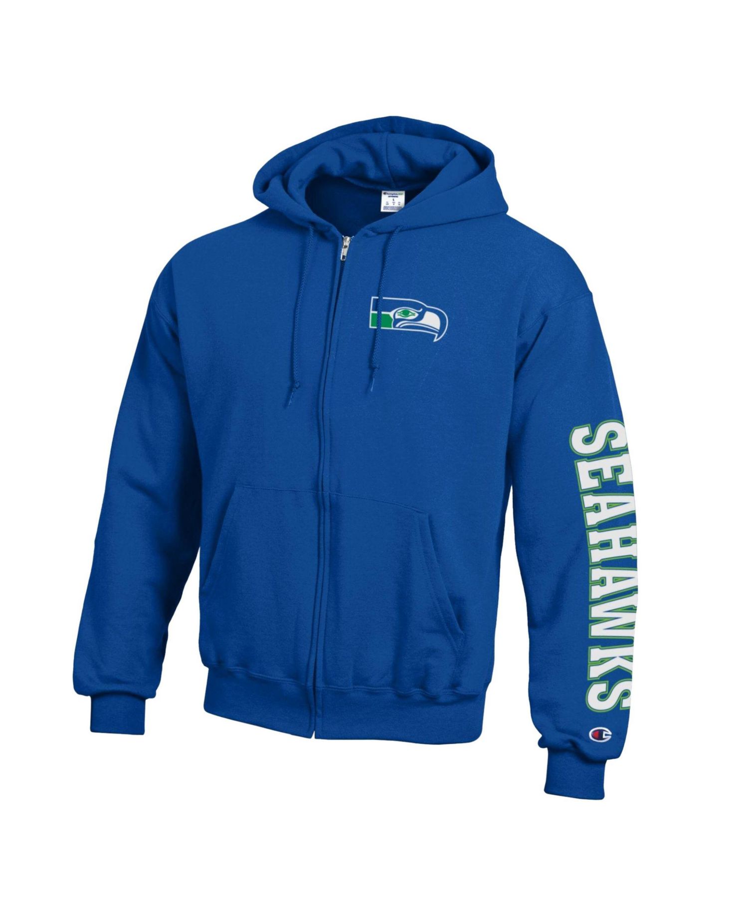 Men's Royal Seattle Seahawks Power Blend Fleece Full-Zip Hoodie