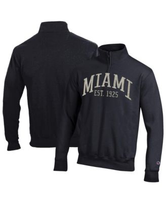 Men's Black Miami Hurricanes Powerblend Quarter-Zip Pullover Sweatshirt