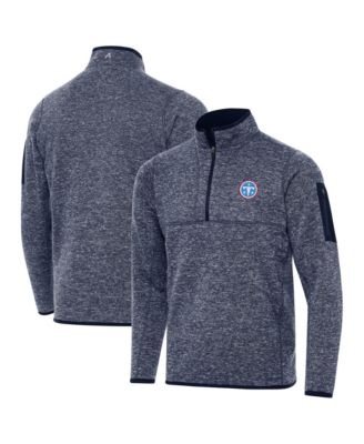 Men's Heather Navy Tennessee Titans Fortune Quarter-Zip Pullover Sweatshirt