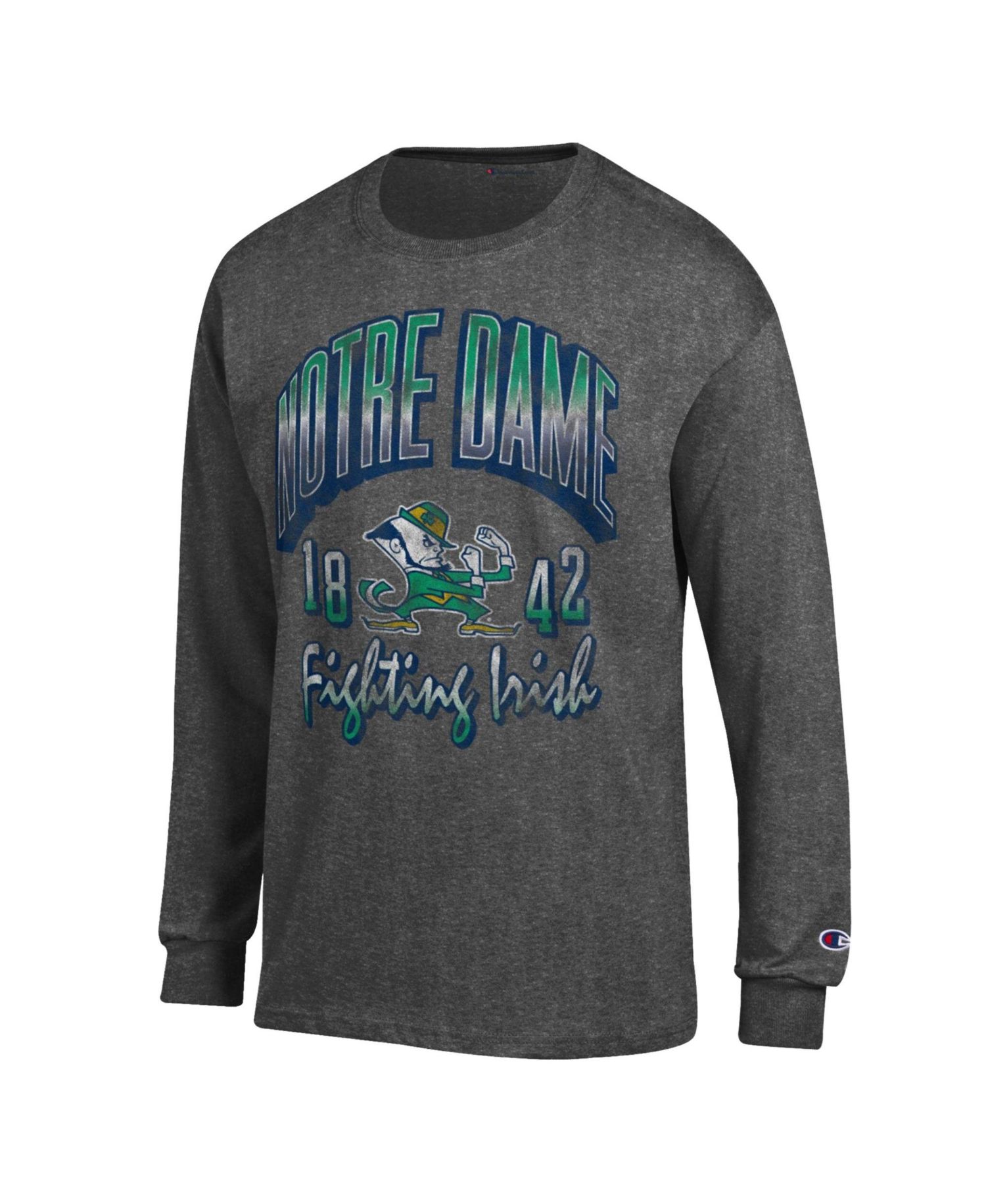 Men's Heather Charcoal Notre Dame Fighting Irish Bold Long-Sleeve T-Shirt