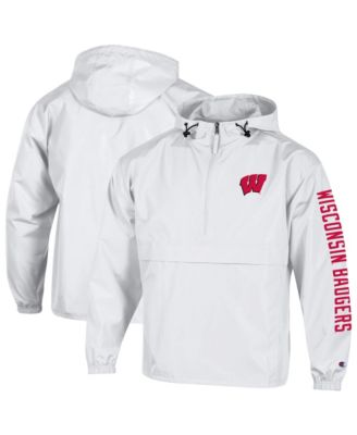 Men's White Wisconsin Badgers Cloud Packable Half-Zip Hooded Jacket