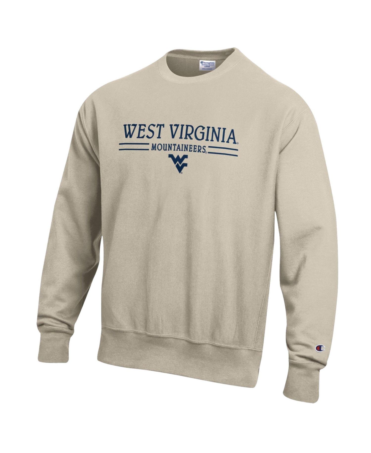 Men's Oatmeal West Virginia Mountaineers Reverse Weave Crewneck Sweatshirt