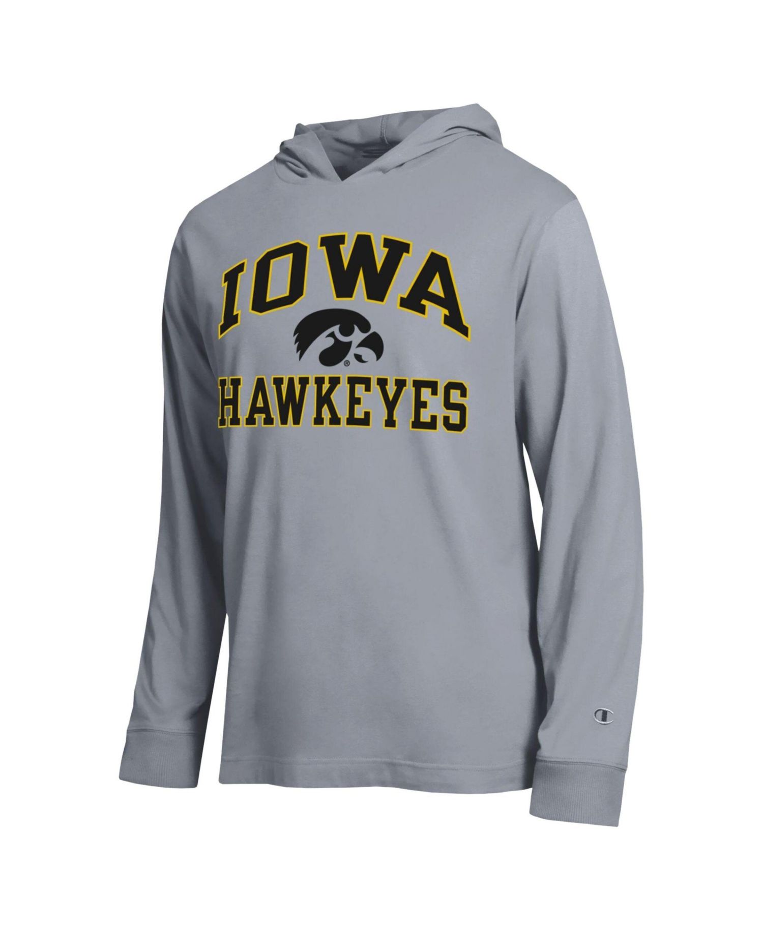 Men's Heather Gray Iowa Hawkeyes High Motor All-Star Long Sleeve Hooded T-Shirt
